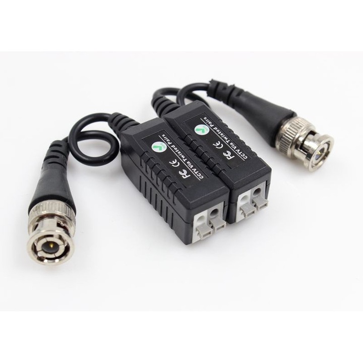 Set 2 x videobalone pasive 1 canal BNC tata prindere cu clip
