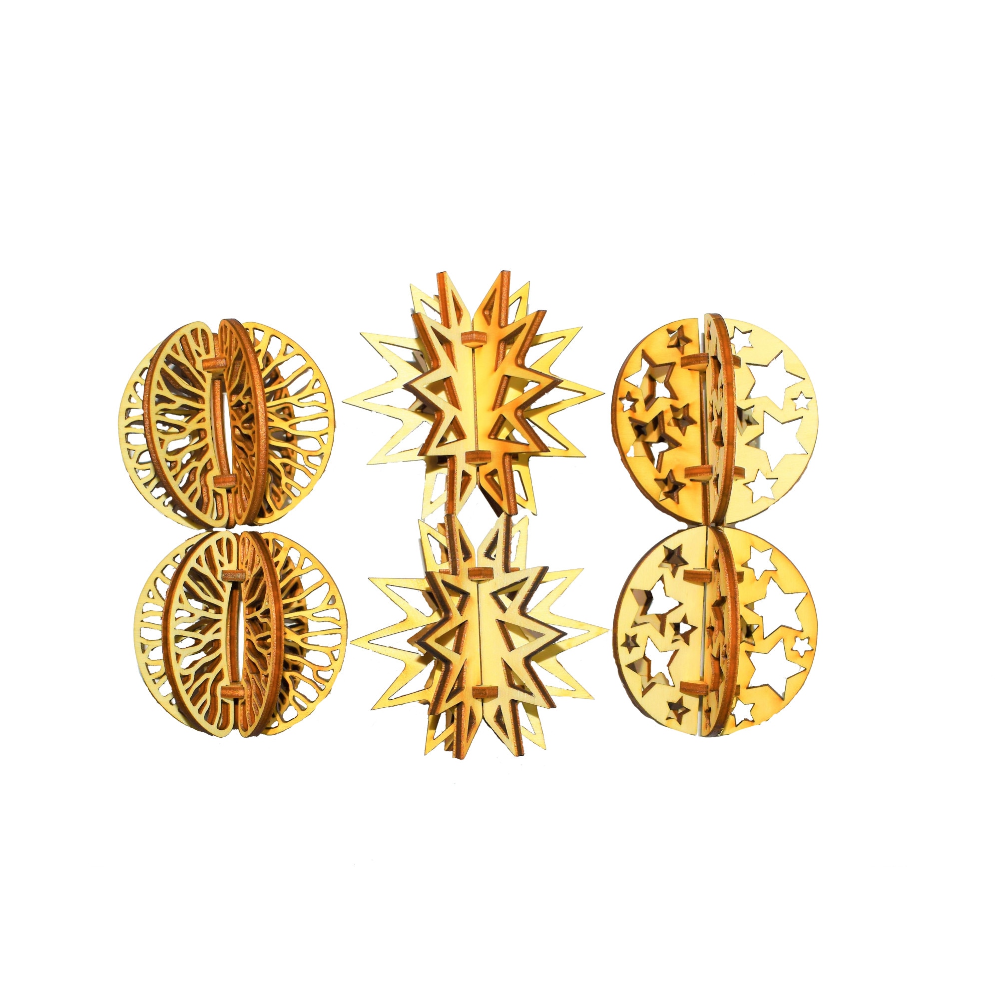 Set 6 Globuri 3D Puzzle din lemn