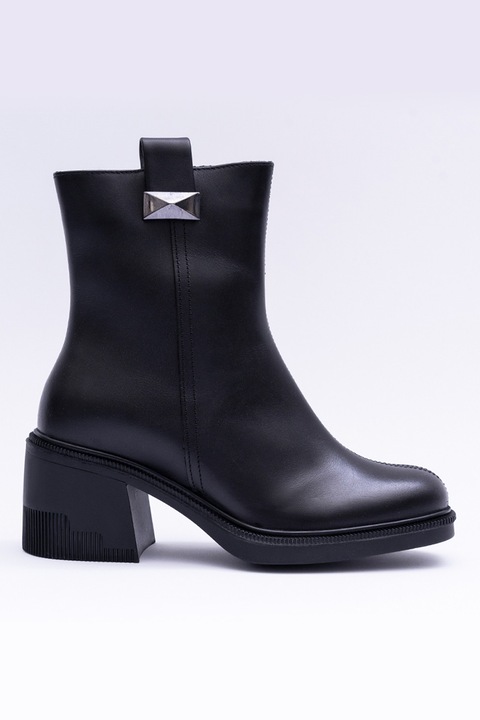 VAGAM, Cizme din piele cu toc masiv, Albastru ultramarin