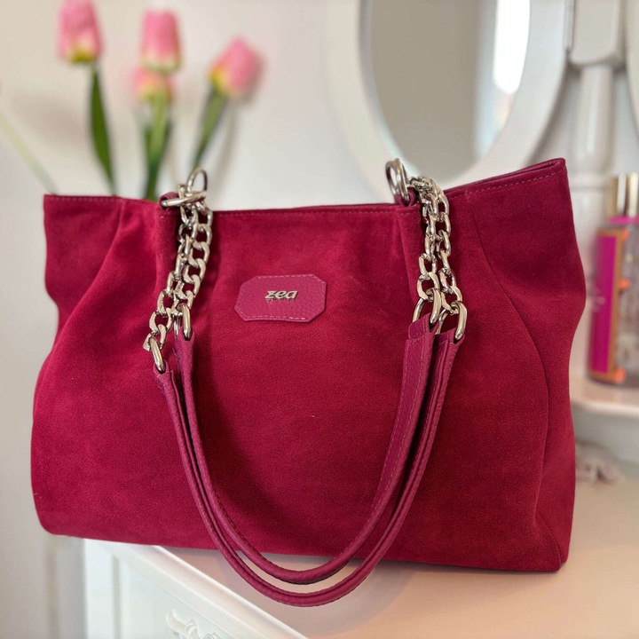 Geanta Zea Smart Casual Piele Intoarsa Magenta 305mgtx