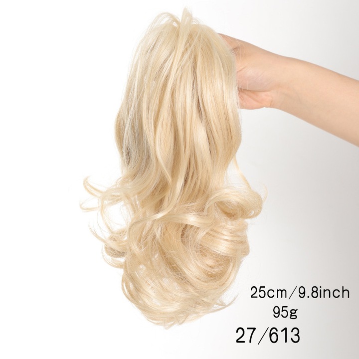 Par sintetic ondulat scurt cu clips, 25cm, multicolor, accesorii par