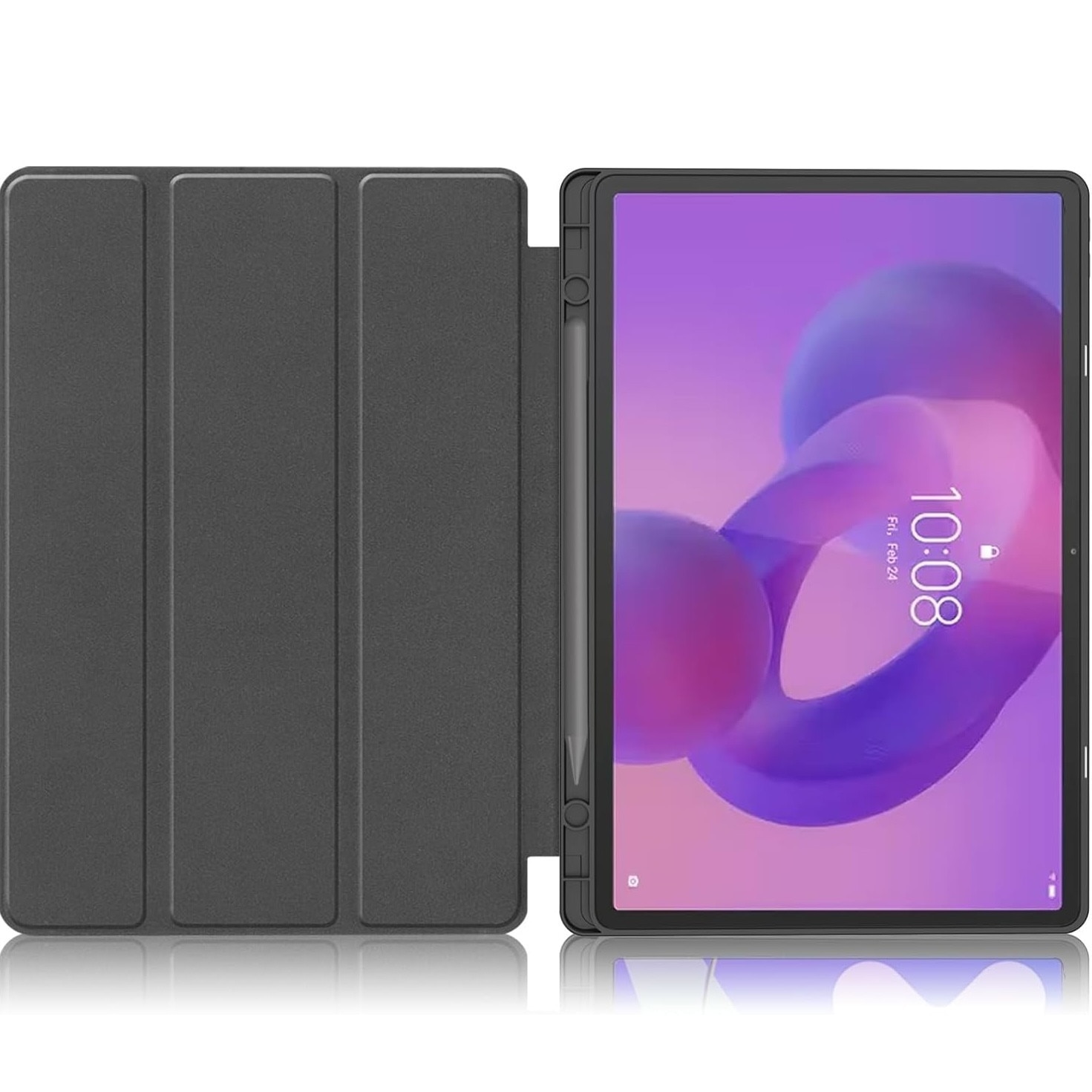 Husa Fearmbrace pentru Lenovo Idea Tab Pro 12.7 inch, functie wake-up/sleep, compartiment pentru stylus, negru
