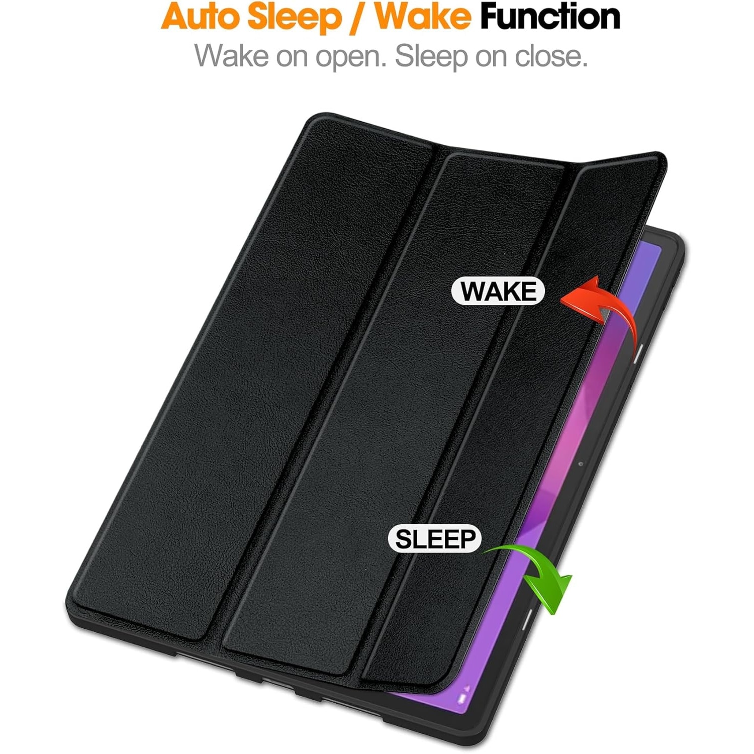 Husa Fearmbrace pentru Lenovo Idea Tab Pro 12.7 inch, functie wake-up/sleep, compartiment pentru stylus, negru