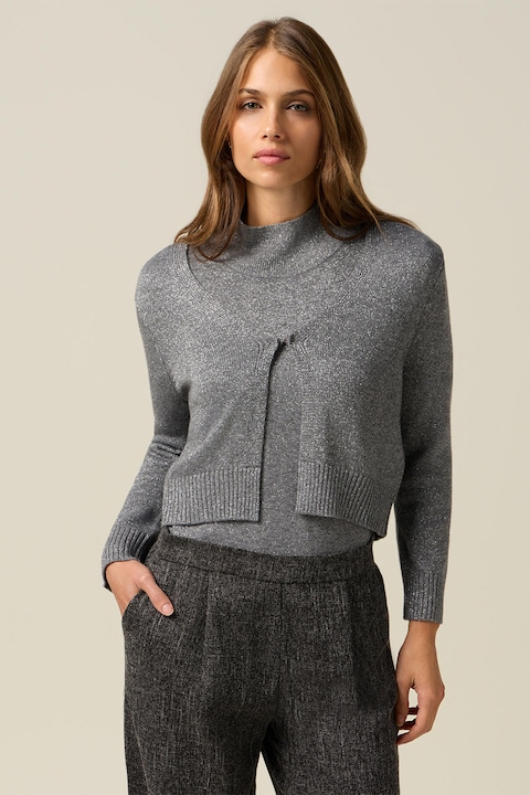 OLTRE, Cardigan cu insertii stralucitoare, Gri melange