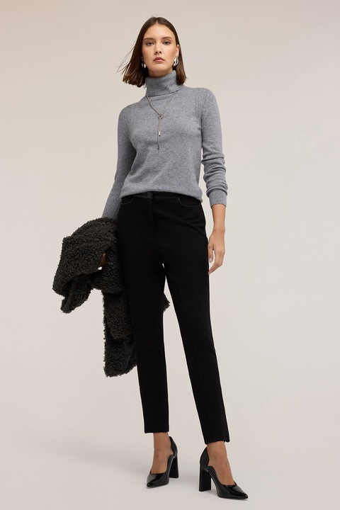 MOTIVI, Pantaloni uni cu croiala conica, Negru