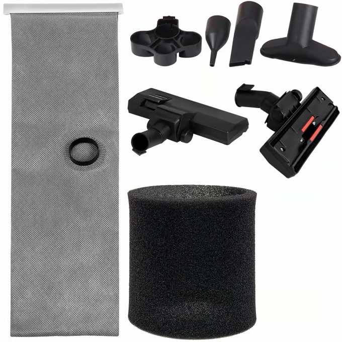 Aspirator umed/uscat Monzana, 1200W, Cu filtru, Sac de praf, 45 x 33 x 32 cm, Capacitate recipient praf 15L, Perie de podea Duza pentru tapiterie, Duza pentru crapaturi, Metal, Negru/Portocaliu