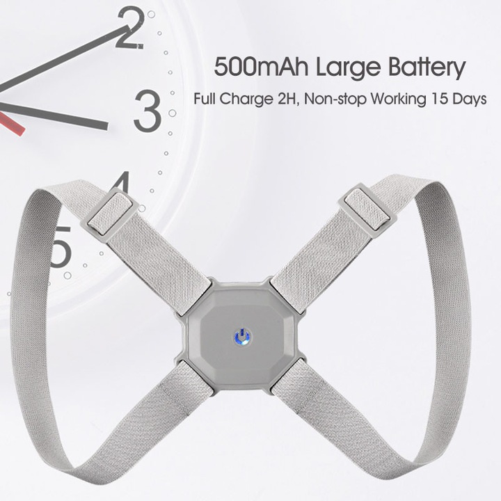 Corector De Postura Inteligent Cu Senzor De Vibratie, Indreptare Spate Si Umeri, Reincarcabil USB, Marime Universala, Fabrilux®