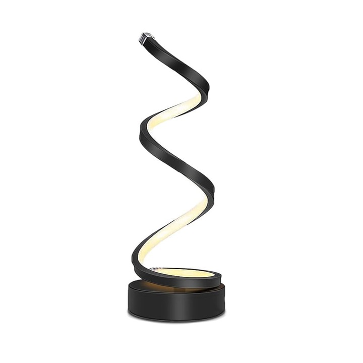 LED лампа спирала NEXTLY, настолна лампа за бюро/спалня/хол, 3 режима на осветление, регулируем интензитет, кабел 1.5м, черен