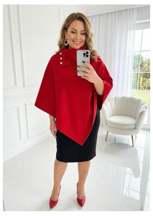 Capa Dama, marime universala, Stofa, Rosu