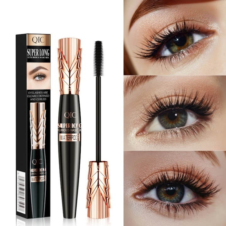 Mascara QIC 4D waterproof, Negru intens, 8ml
