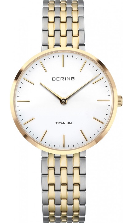 Ceas de dama BERING 19334-010, clasic si elegant, din titan, in culoare aurie
