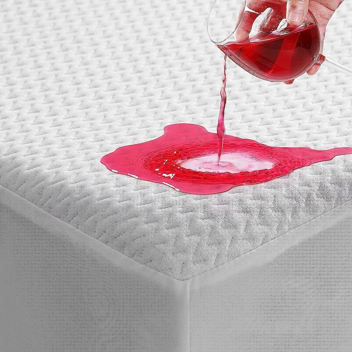 Husa Premium Protectie Saltea Impermeabila FizioTab®, Matlasata cu Vascoza din Bambus, Moale, Respirabila, Lavabila, 90x200x30cm, membrana TPU, Alb