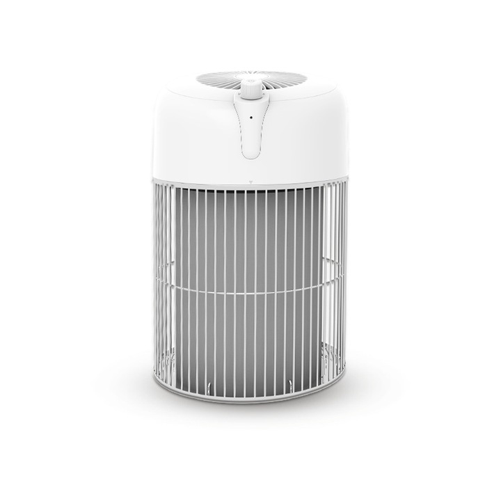Пречиствател за въздух, 360° многопосочно улавяне на косми, дезодориране и премахване на миризми, трислойна филтрация, отрицателни йони, UV стерилизация, тиха работа, бял