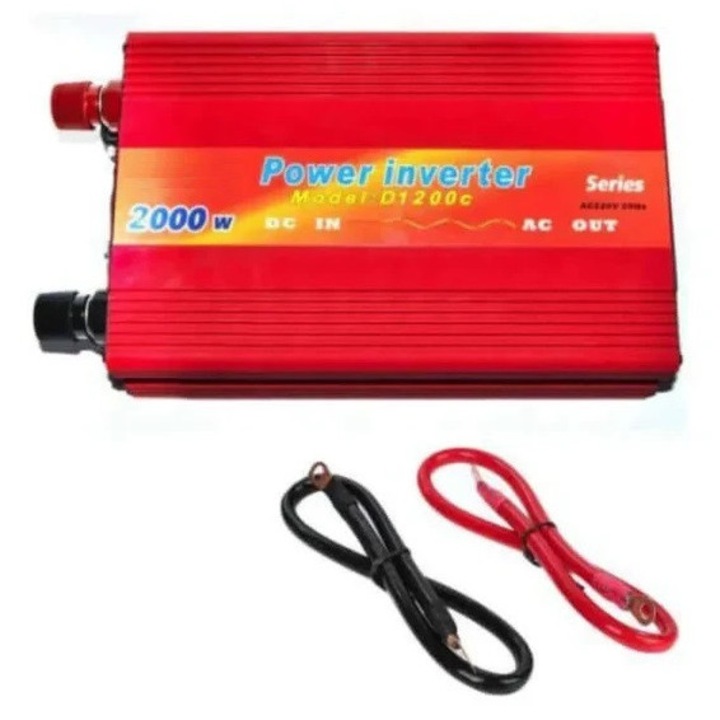 Invertor auto Miromoto 12V-220V, 2000W, putere continua 1200W, design compact