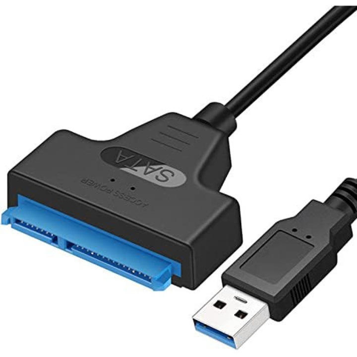 Adaptor SATA la USB 3.0, SuooTci, negru, plug and play, compatibil cu HDD si SSD de 2.5 inch