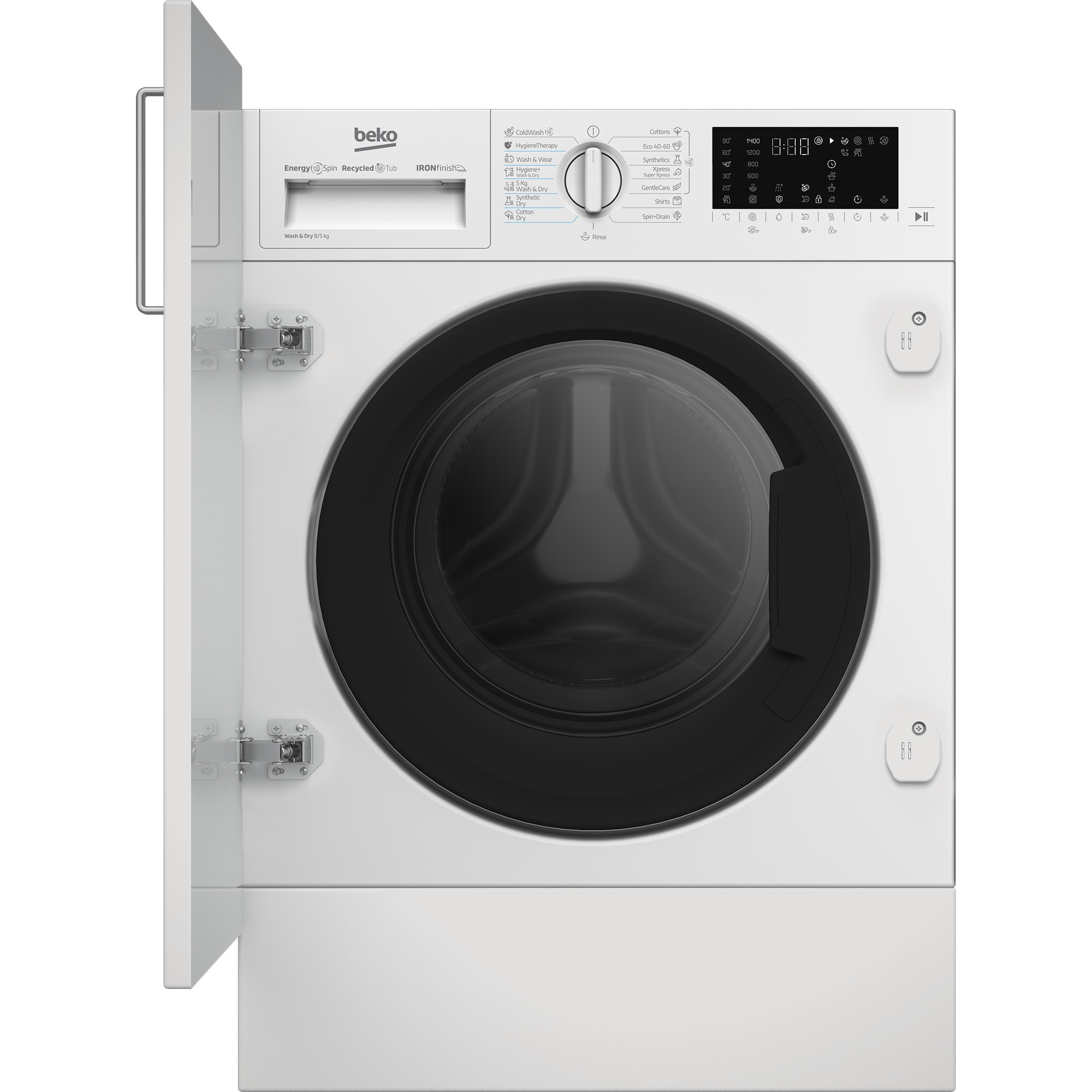 Masina de spalat rufe cu uscator Beko B5DBT68547W, 8/5 kg, 1400 RPM, Alb
