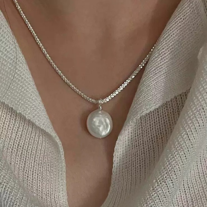 Colier din argint 925 cu perle, elegant, alb, pentru femei