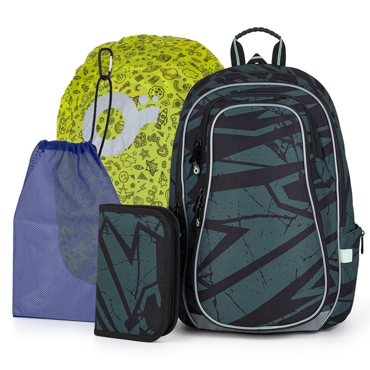 Set ghiozdan 4-tlg. TOPGAL LYNN, multicolor, 3 piese, spate ergonomic, compartimente multiple