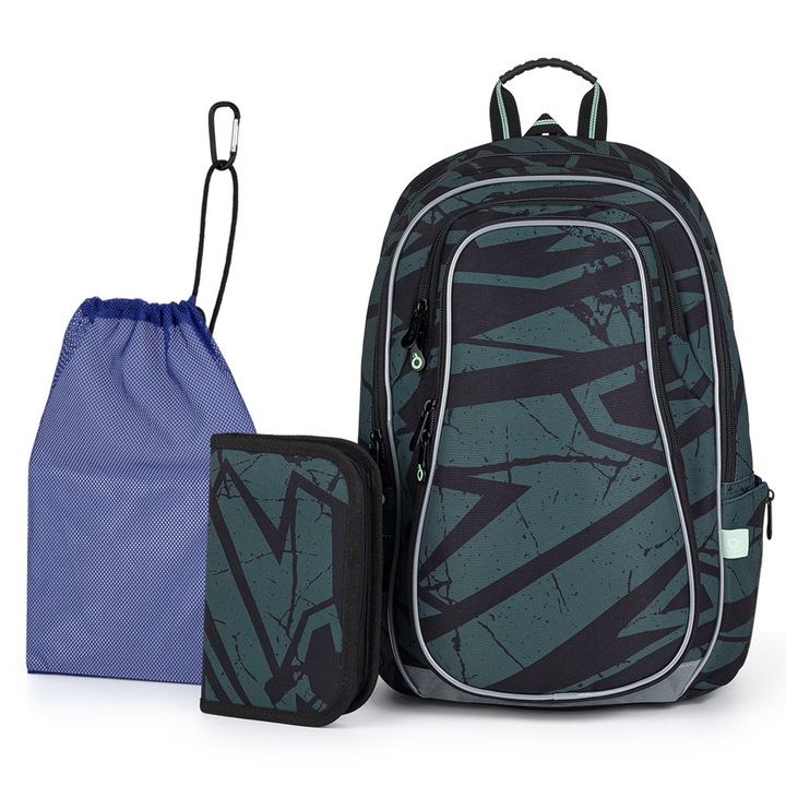 Set ghiozdan TOPGAL LYNN 24018, 3 piese, multicolor, spate ergonomic, pentru fete