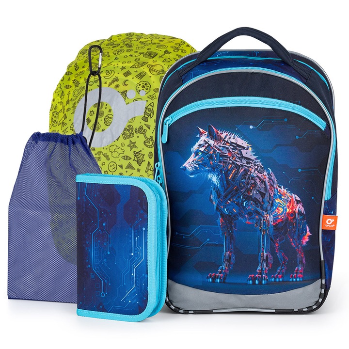 Set ghiozdan TOPGAL COCO 24016, 3 piese, multicolor, spate ergonomic, material durabil