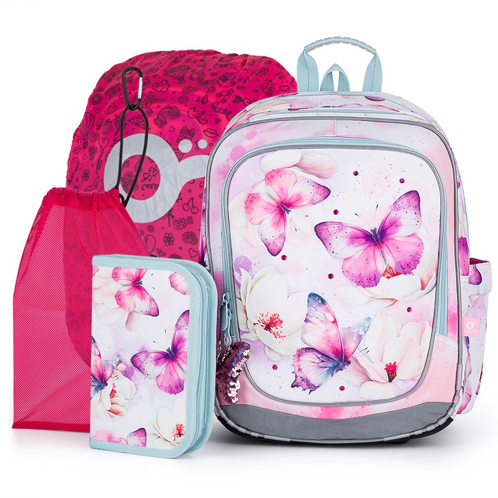 Set ghiozdan TOPGAL ENDY 24002, 3 piese, design tematic, multicolor, pentru fete