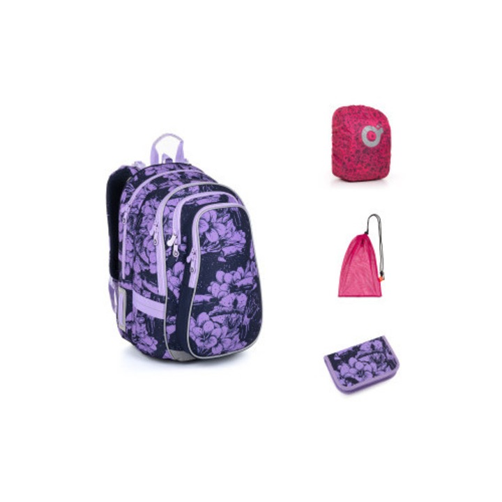 Set ghiozdan TOPGAL LYNN 23008, 3 piese, lila, design tematic, spate ergonomic