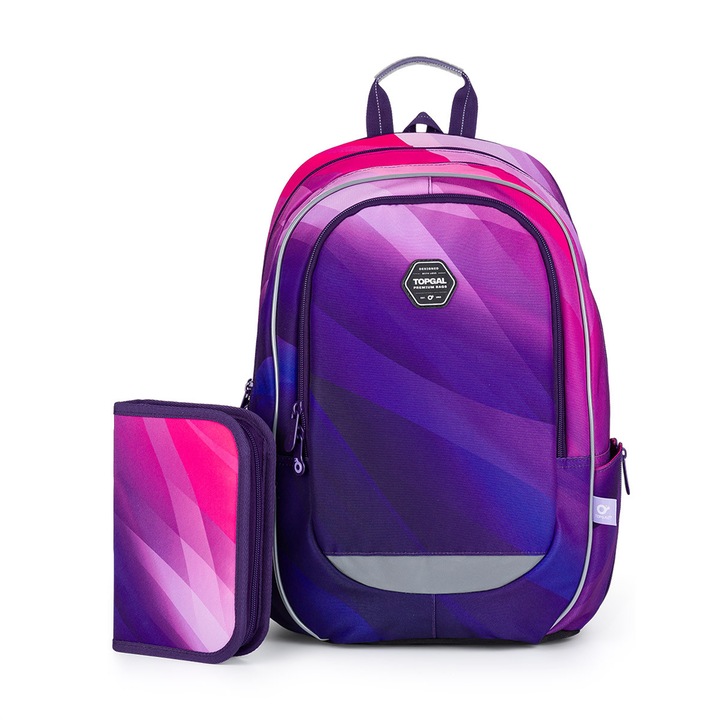 Set ghiozdan TOPGAL CODA 24007, 3 piese, multicolor, spate ergonomic, pentru fete