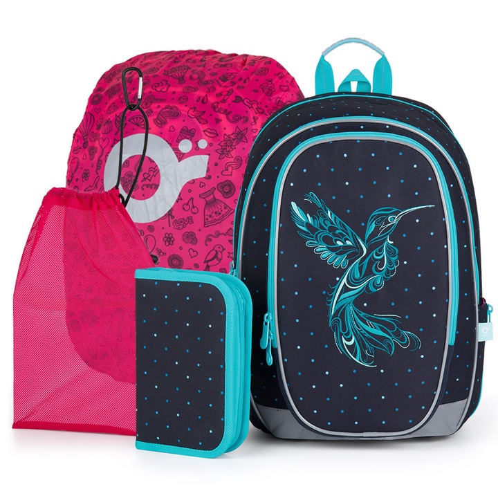 Set ghiozdan TOPGAL MIRA 24009, 3 piese, design tematic, multicolor