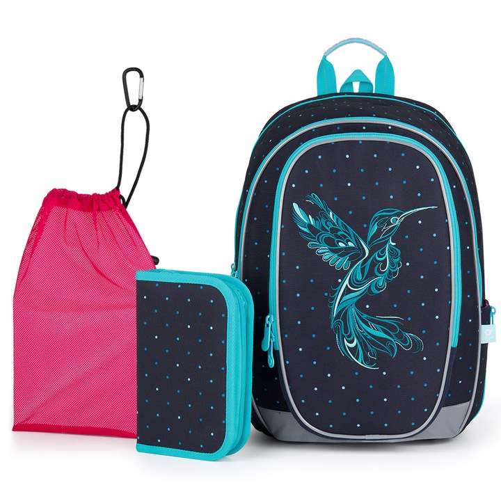 Set ghiozdan TOPGAL MIRA, 3 piese, multicolor, spate ergonomic, 30x40x15cm