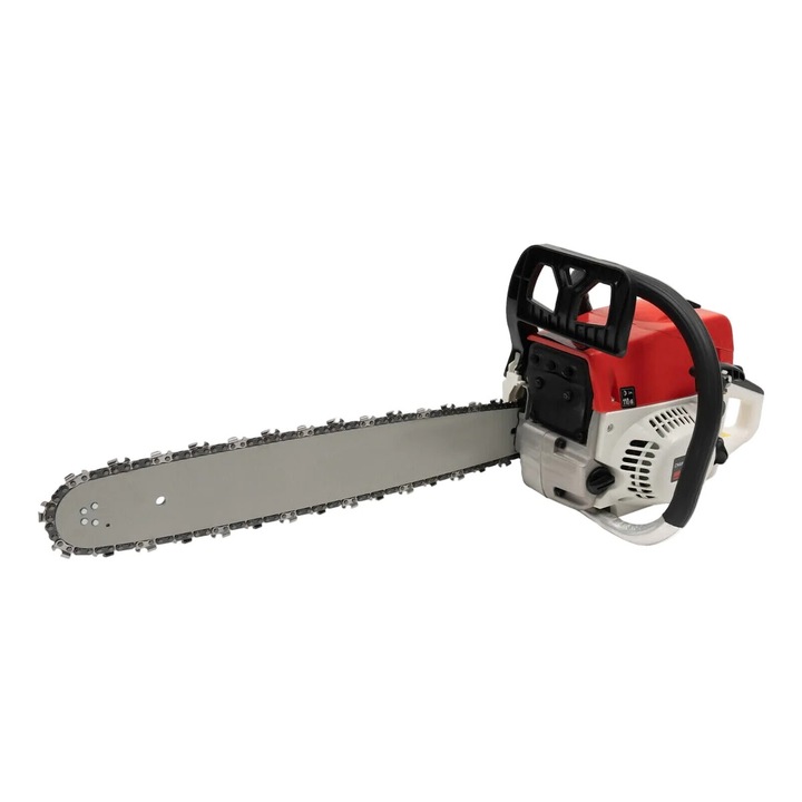 OEM Benzines láncfűrész, 52 cm3-es kétütemű motor, 20 hüvelykes lápa, léghűtéses, piros és fehér