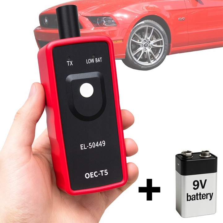 Gumiabroncsnyomás-érzékelő aktivátor, Ford, EL-50449 OEC-T5, könnyen használható, gyors TPMS kalibrálás, elemmel együtt, ideális műhelybe és otthoni használatra, kompakt és hordozható, piros