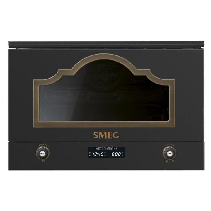 Cuptor cu microunde incorporabil Smeg Cortina MP722AO, 22 litri, antracit