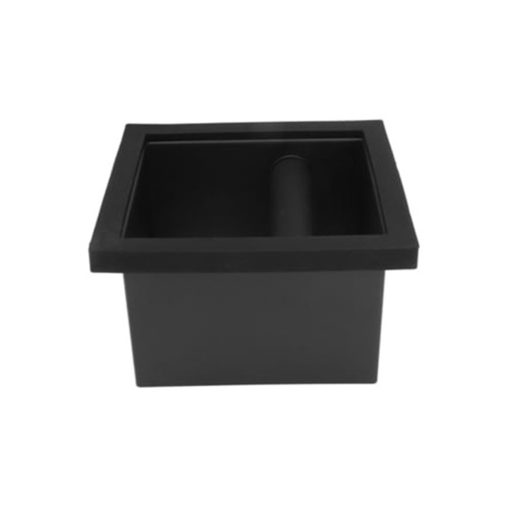 Container de cafea patrat fara fund, cauciuc negru si otel, 10x10x15cm
