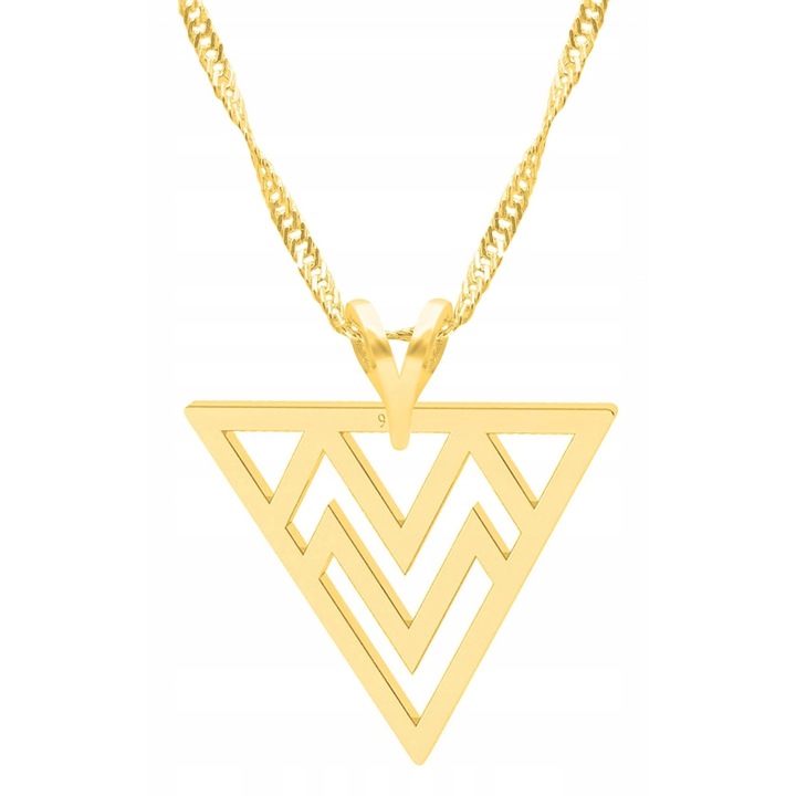 Colier Dama, Larezo, Motiv Triunghi, Argint 925, Cu Aur, Lungime Reglabila 42, Bijuterie Perfecta Pentru Cadou, Auriu, 42 CM