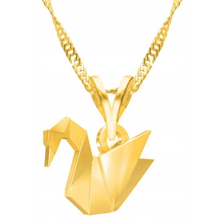 Colier Dama, Larezo, Motiv Lebada, Argint 925 Cu Aur, Lungime Reglabila 42 cm, Bijuterie Perfecta Pentru Cadou, Auriu