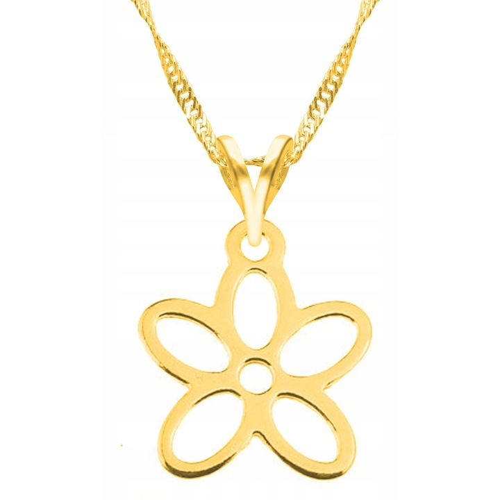 Colier Dama, Larezo, Motiv Floare, Argint 925 Cu Aur, Lungime Reglabila 42 cm, Bijuterie Perfecta Pentru Cadou, Auriu