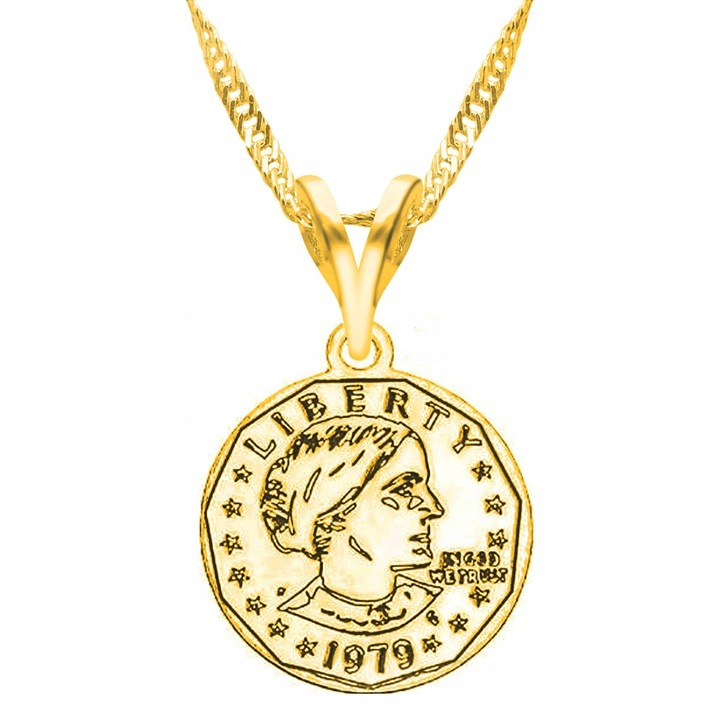 Colier Dama, Larezo, Motiv Moneda, Argint 925 Cu Aur, Lungime Reglabila 42 cm, Bijuterie Perfecta Pentru Cadou, Auriu