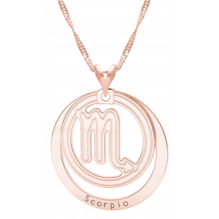 Colier Dama, Larezo, Motiv Scorpion, Argint 925, Placat Cu Aur, Lungime Reglabila 42 cm, Bijuterie Perfecta Pentru Cadou, Roz