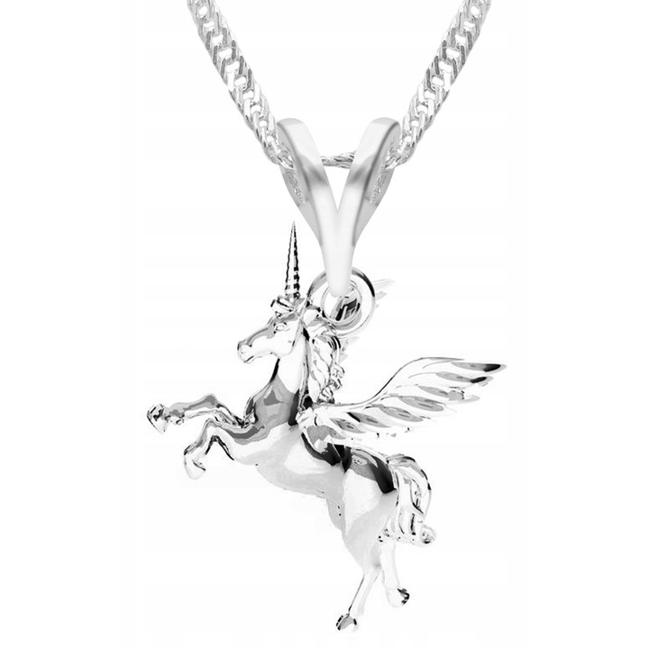 Colier Dama, Larezo, Motiv Unicorni, Argint 925, Lungime Reglabila 42 cm, Bijuterie Perfecta Pentru Cadou, Argintiu