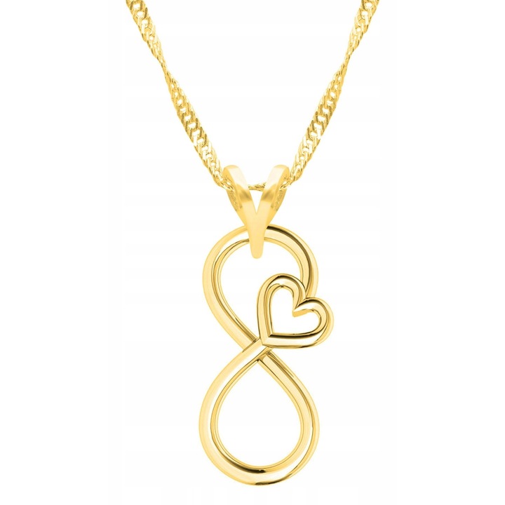 Colier Dama, Larezo, Motiv Infinit, Argint 925 Cu Aur, Lungime Reglabila 42, Bijuterie Perfecta Pentru Cadou, Auriu, 42 CM