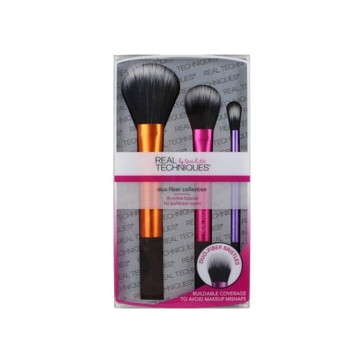 Kit de Pincei Machiaj Duo-Fiber, set, 2 bucati