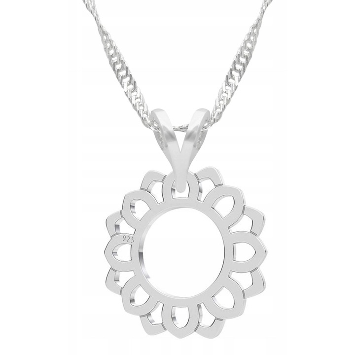 Colier Dama, Larezo, Motiv Rozeta, Argint 925, Lungime Reglabila 42 cm, Bijuterie Perfecta Pentru Cadou, Argintiu