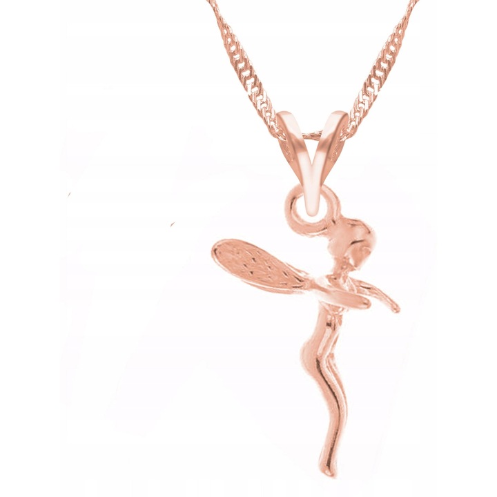 Colier Larezo, 47cm, argint 925, aur roz, design cu inimioare, set complet cu cutie de bijuterii