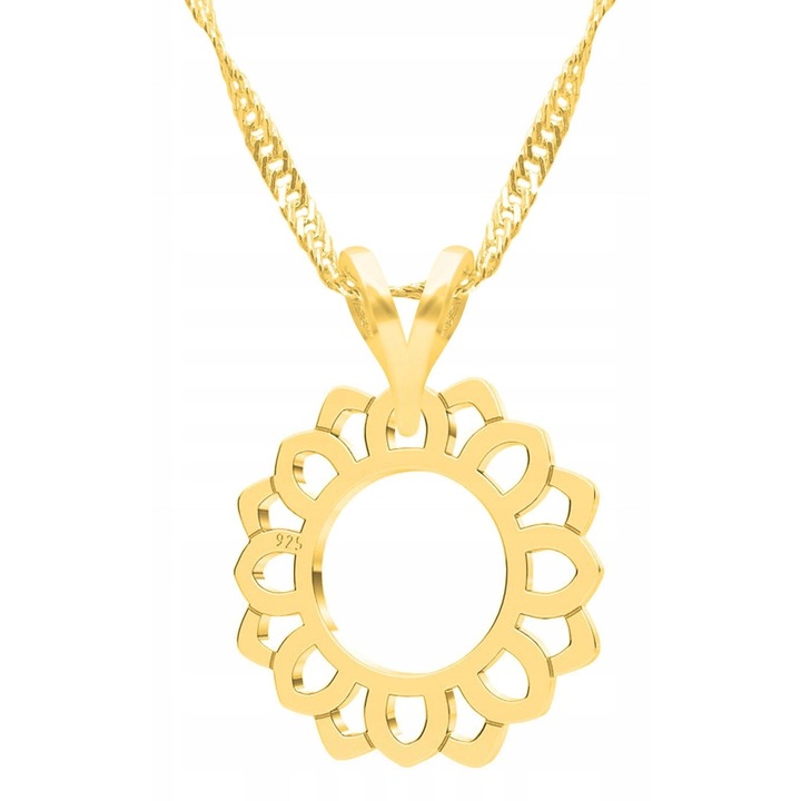 Colier Dama, Larezo, Motiv Rozeta, Argint 925 Cu Aur, Lungime Reglabila 42 cm, Bijuterie Perfecta Pentru Cadou, Auriu