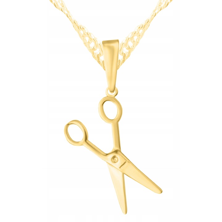 Colier Dama, Larezo, Motiv Foarfeca, Argint 925, Cu Aur, Lungime Reglabila 42, Bijuterie Perfecta Pentru Cadou, Auriu, 42 CM