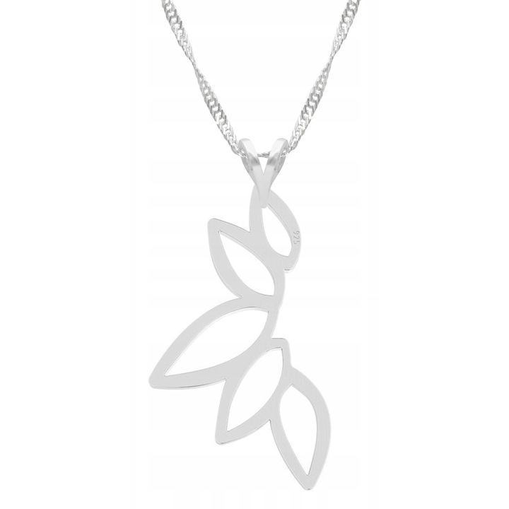 Colier Dama, Larezo, Motiv Frunza, Argint 925, Lungime Reglabila 42 cm, Bijuterie Perfecta Pentru Cadou, Argintiu