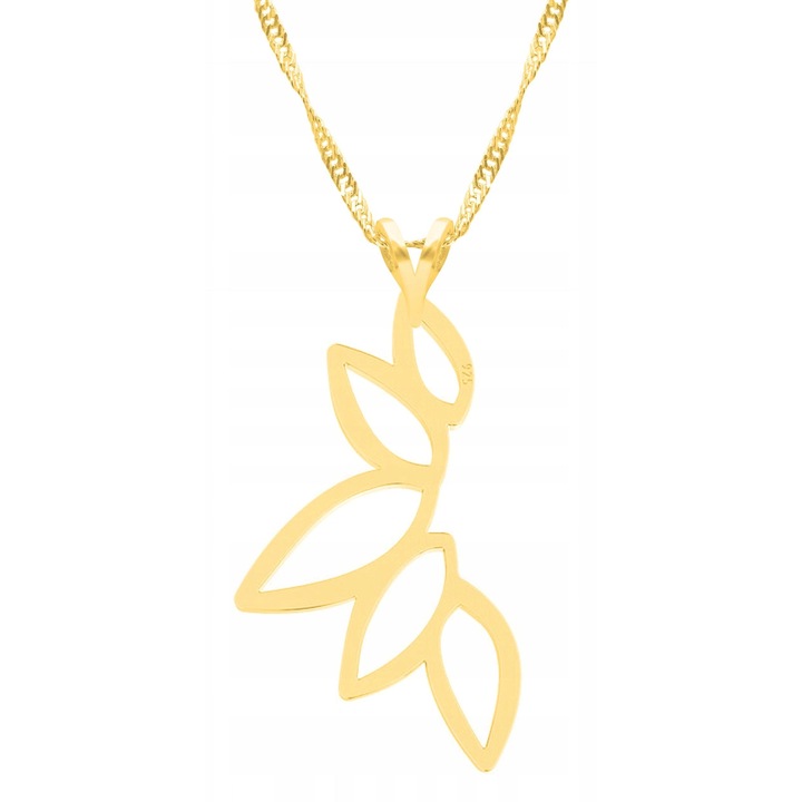 Colier Dama, Larezo, Motiv Frunza, Argint 925 Cu Aur, Lungime Reglabila 42 cm, Bijuterie Perfecta Pentru Cadou, Auriu