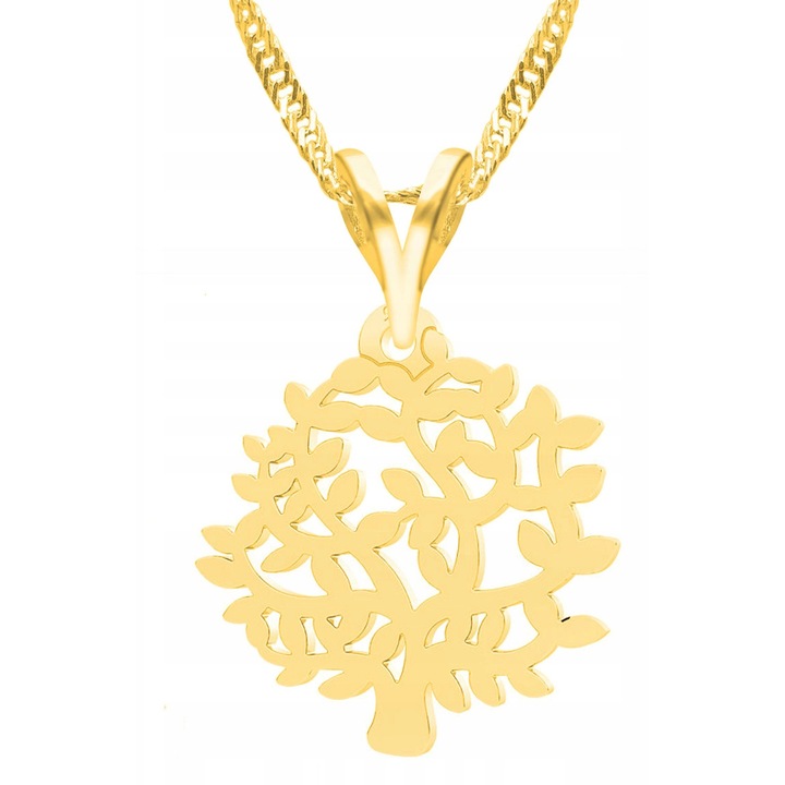 Colier Dama, Larezo, Motiv Copac, Argint 925 Cu Aur, Lungime Reglabila 42 cm, Bijuterie Perfecta Pentru Cadou, Auriu