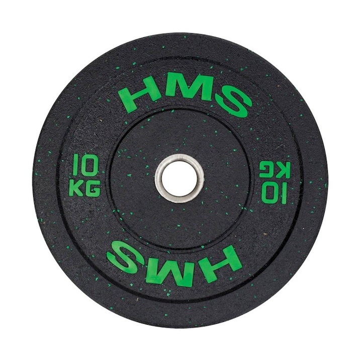 Гумен диск HMS HTBR10, 10 кг, 51 мм, Черен/Зелен