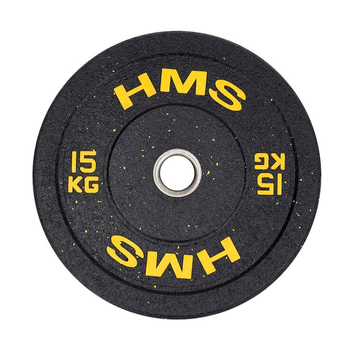 Гумен диск HMS HTBR15, 15 кг, 51 мм, Черен/Жълт